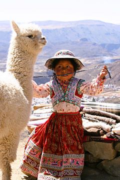 Girl with alpaca by Gert-Jan Siesling