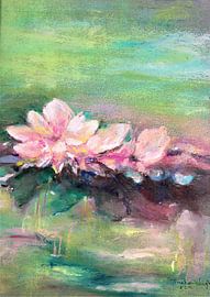 Seerose-7. Handbemalt mit Ölpastellkreide