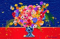 Blumen in Blau und Rot von Nicole Habets Miniaturansicht