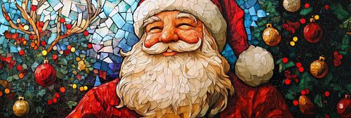 Kleurrijke kerstman in mozaïekkunst voor thuis
