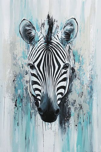 Abstract zebra schilderij op doek