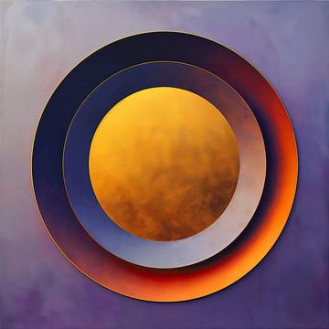 Golden Circle 2 - peinture abstraite dans les tons de violet, d'or et d'orange sur Marianne Ottemann - OTTI