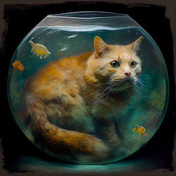 Cat and a fishbowl by Jan Bechtum