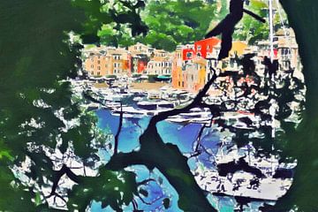 'Het ontdekken van Portofino' - Italië - Italiaanse Rivièra - Ligurië - Digitale Kunst van VenVision Art