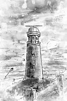 Artwork Lighthouse of Texel - black and white print