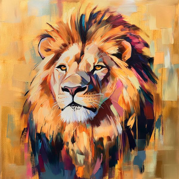 Powerful lion in vibrant colours by Poster Art Shop