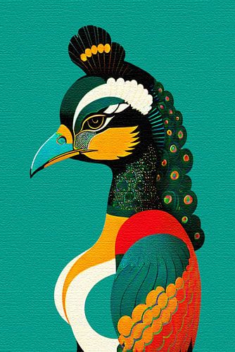 Pauw vrouw retro stijl