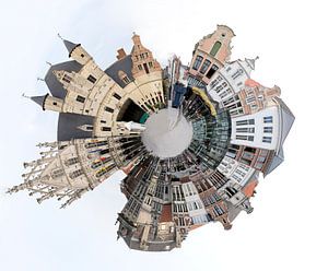 Grote Markt Mechelen België in een kleine planeet
