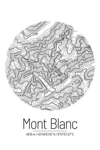 Mont Blanc | Topographic Map (Minimal) by ViaMapia