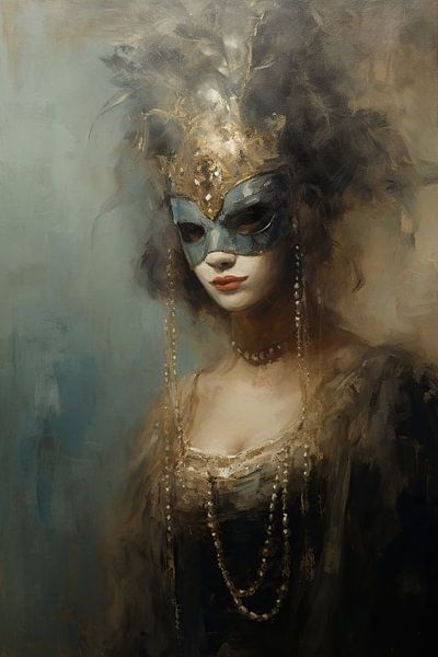 Portrait en or Masque en or par Peintures accrocheuses