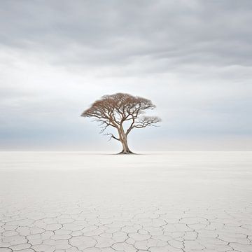 Minimalistische natürliche Harmonie: Ein Baum allein von Karina Brouwer