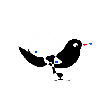 Zwarte vogel met blauwe bessen van Csilla Albert