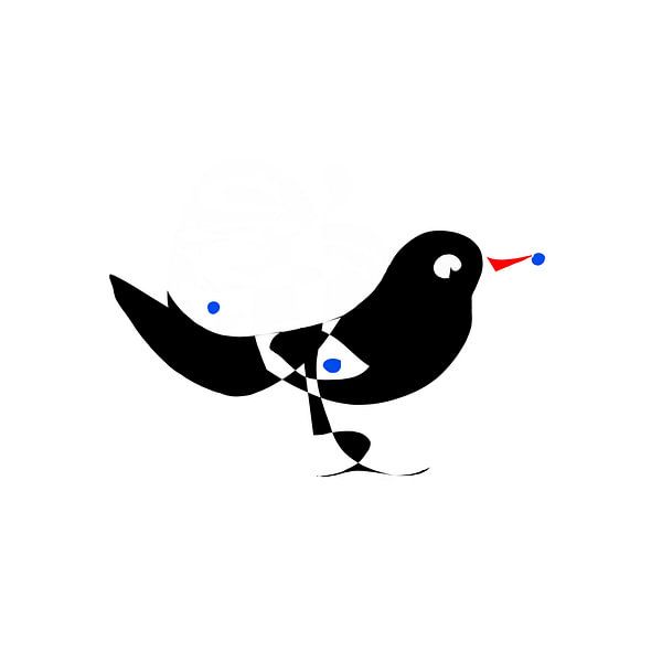 Black birdy with blue berries by Csilla Albert