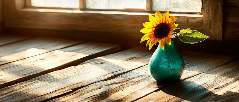 Zonnebloem in een pot van Poster Art Shop