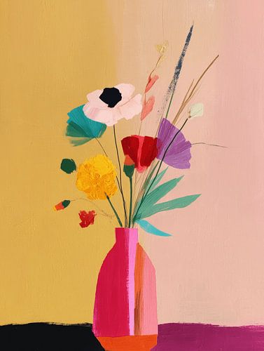 Vase coloré avec des fleurs