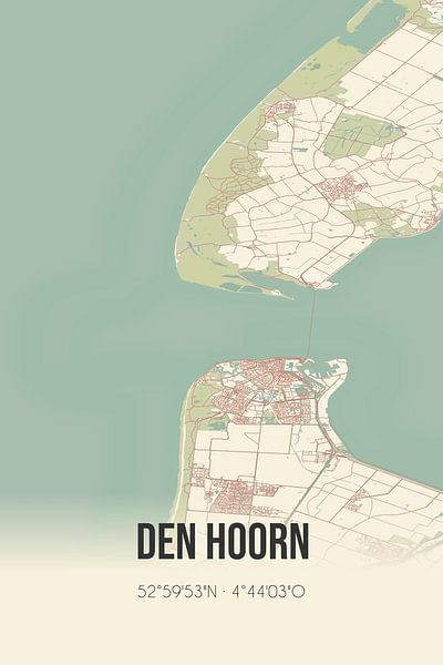 Vieille carte de Den Hoorn (nord de la Hollande) par Affiches de lieux