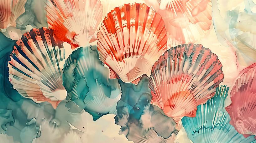 Watercolour Treasures of the Sea by ByNoukk