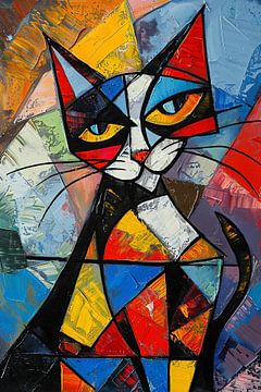 Kubistische kat van Poster Art Shop