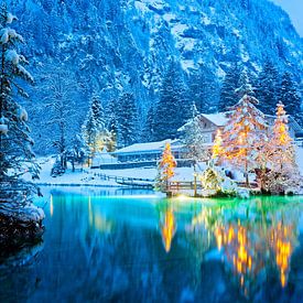 Lac Bleu en hiver, Oberland bernois, Suisse