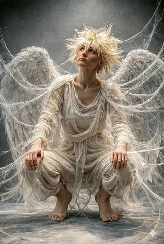 Angel's grace in ethereal fabric