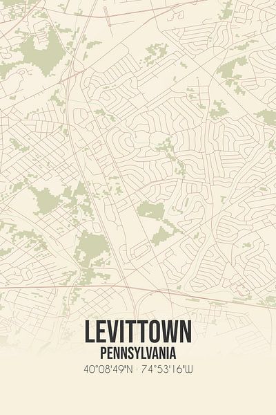 Alte Karte von Levittown (Pennsylvania), USA. von Ortsdrucke