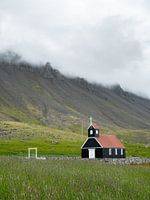 Black church in the Westfjords of Iceland