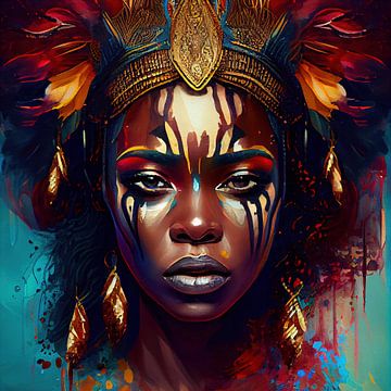 Powerful African Warrior Woman #3 by Chromatic Fusion Studio
