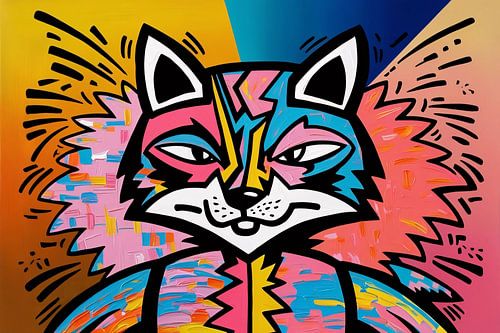 Renard coloré dans un style pop-art