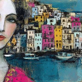 Painting of a port city by Abstract Painting