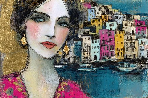 Painting of a port city