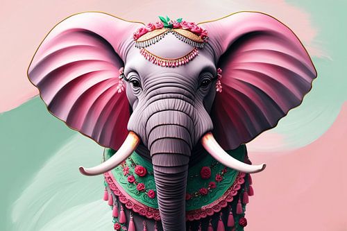 Kleurrijke surrealistische olifant