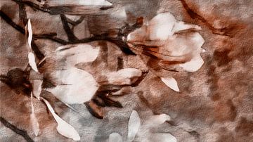 Bloemenfantasie in warme aardse koperkleuren van Mad Dog Art