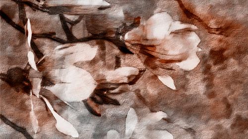 Bloemenfantasie in warme aardse koperkleuren