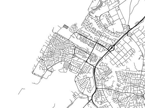 Kaart van Katwijk in Zwart Wit