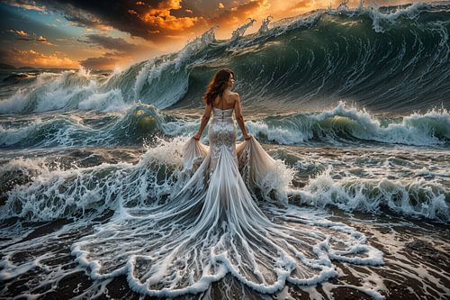 bruid in de branding