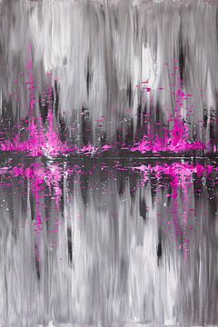 Abstracte skyline in grijs en roze van Art & Soul Creations