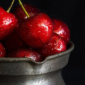 Cherries with water drops by Edith Albuschat