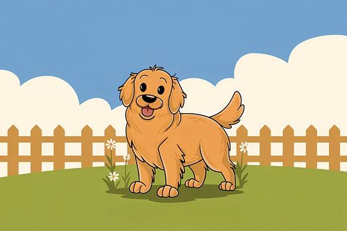 Vrolijke hond in een weiland