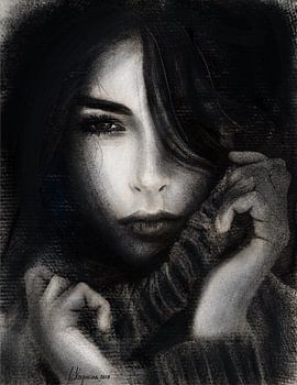 A girl (pencil & charcoal on paper)