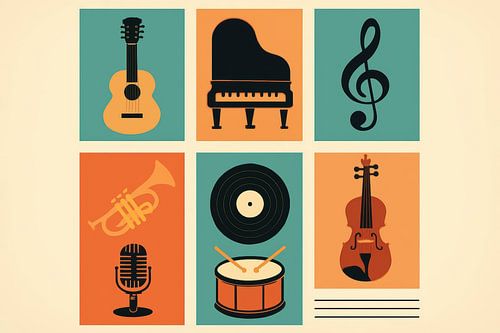 Retro iconen van instrumenten