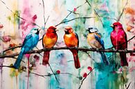 Cheerful birds and blossom art by Imperial Art House thumbnail