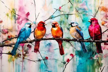 Vrolijke vogels en bloesemkunst van Imperial Art House