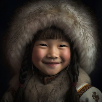 Porträt "Mongolisches Mädchen" von Carla Van Iersel