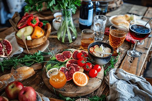 Nature morte atmosphérique avec fruits