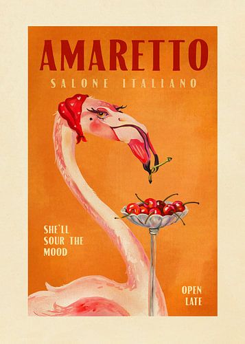 Amaretto Flamingo Art Deco Italienisches Cafe Reise Kunst