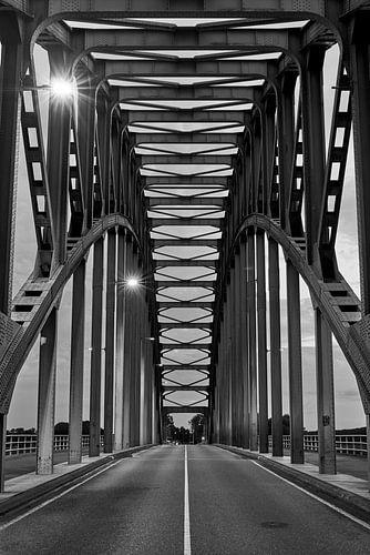 The stately IJssel bridge in monochrome