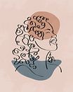 Minimalist line art of a woman with long hair with two organic forms by Tanja Udelhofen thumbnail