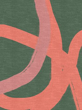 Corail, rose et vert. Lignes et formes abstraites dans des couleurs vives