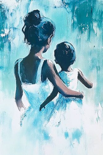 Schilderij moeder en kind omhelzing