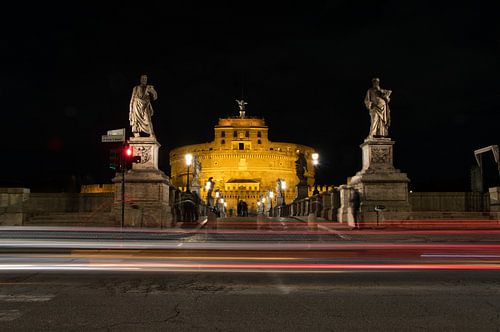 Evening photo of the Castle of the Angels (Castel Sant'Angelo) in Rome, Italy
